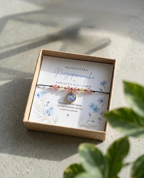 Bransoletka z żywicy Niezapominajka Pamiętaj akwamaryn i amazonit