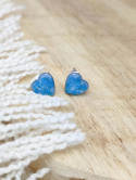 Kolczyki sztyfty serca mini Srebrzyste Niebieskie