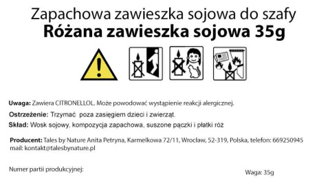 Różana naturalna sojowa zawieszka zapachowa super prezent na Walentynki i Dzień Kobiet