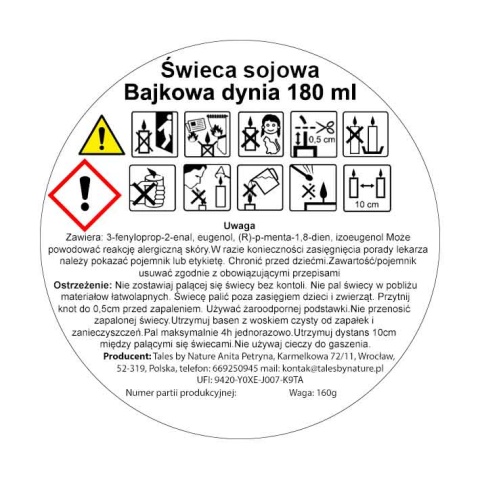 Świeca sojowa Bajkowa dynia 180 ml