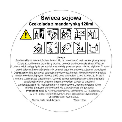 Świeca sojowa Czekolada z mandarynką 120 ml