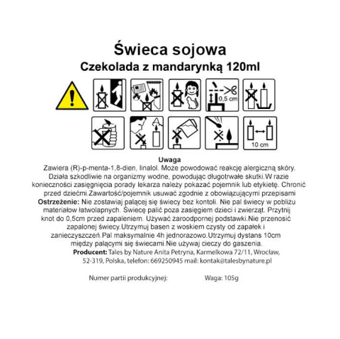 Świeca sojowa Czekolada z mandarynką 120 ml