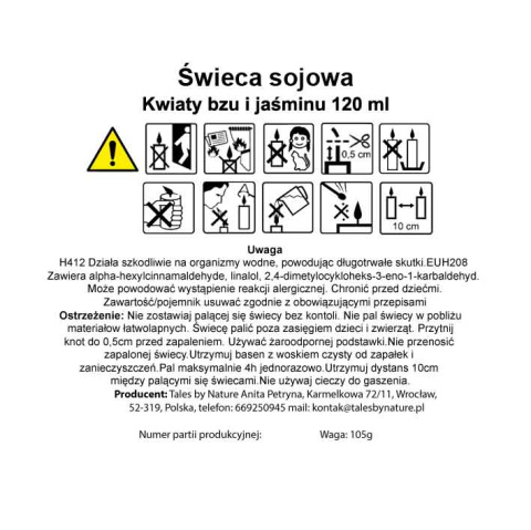 Świeca sojowa Kwiaty bzu i jaśminu 120 ml