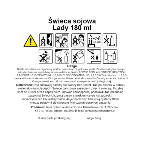 Świeca sojowa Lady 180 ml