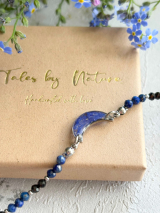 Bransoletka z żywicy z kamieniami Florastone Srebrzysty Księżyc Chaber, lapis lazuli i turmalin