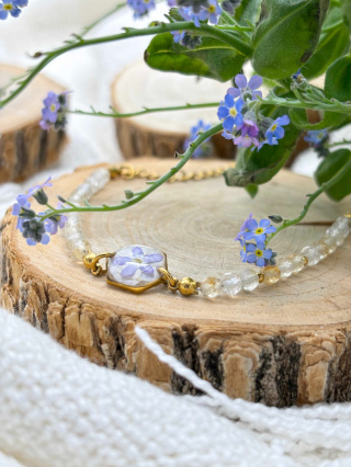 Bransoletka z żywicy z kamieniami Florastone Niezapominajka i cytryn