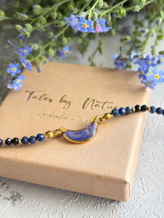 Bransoletka z żywicy z kamieniami Florastone Złocisty Księżyc Chaber, lapis lazuli i turmalin
