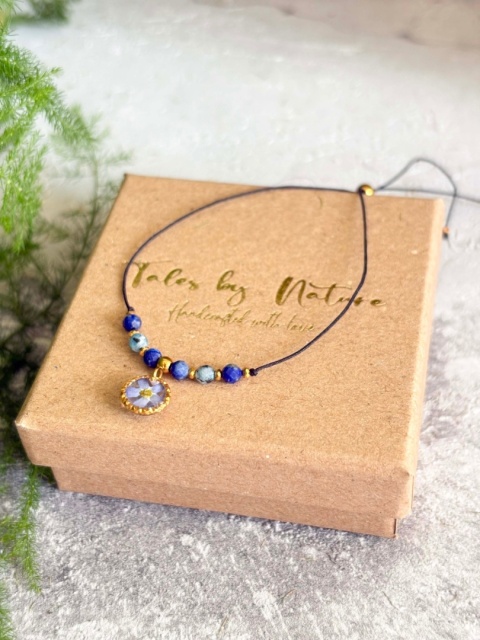 Bransoletka z żywicy Niezapominajka Pamiętaj lapis lazuli i k2