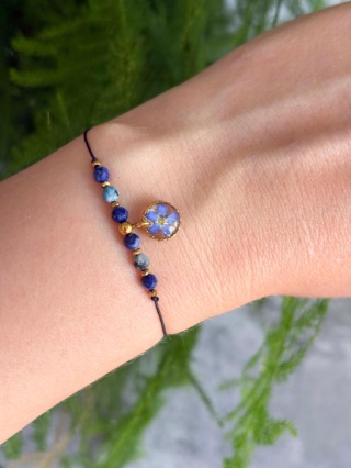 Bransoletka z żywicy Niezapominajka Pamiętaj lapis lazuli i k2