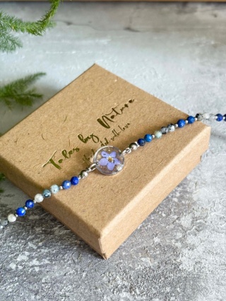 Bransoletka z żywicy z kamieniami Florastone Niezapominajka, k2 i lapis lazuli