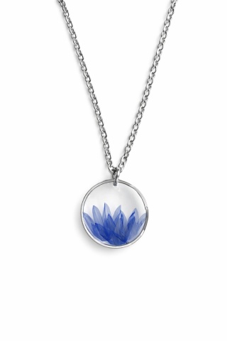 Naszyjnik z żywicy Chabry srebrzyste