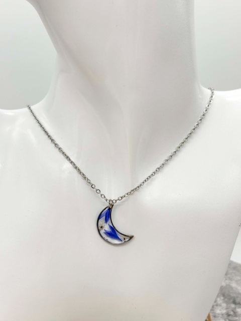 Naszyjnik z żywicy Księżyc Chabry złociste