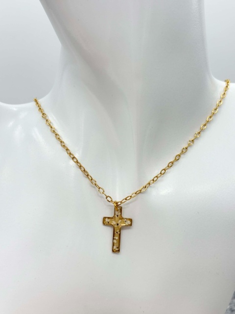 Naszyjnik z żywicy Złocisty krzyżyk