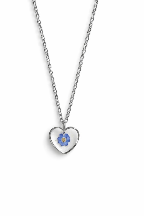 Naszyjnik z żywicy Serce Niezapominajka