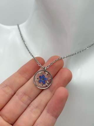 Naszyjnik z żywicy Niezapominajki i dzika marchew