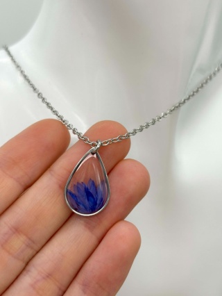 Naszyjnik z żywicy Kropla Chabry