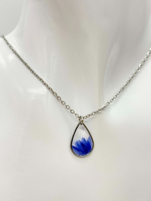 Naszyjnik z żywicy Kropla Chabry