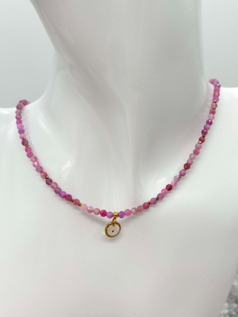 Naszyjnik z żywicy z kamieniami Florastone Dzika marchew i różowy turmalin