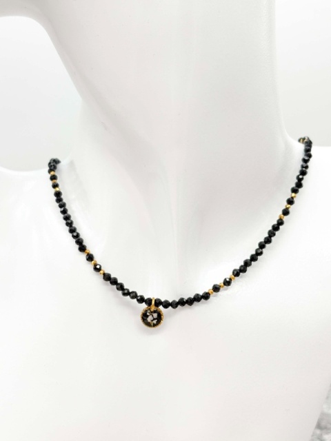 Naszyjnik z żywicy z kamieniami Florastone Dzika marchew i czarny turmalin