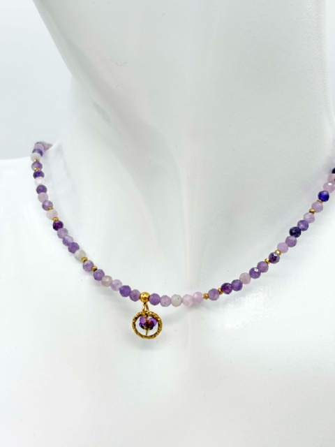 Naszyjnik z żywicy z kamieniami Florastone Smagliczka i lapidolit