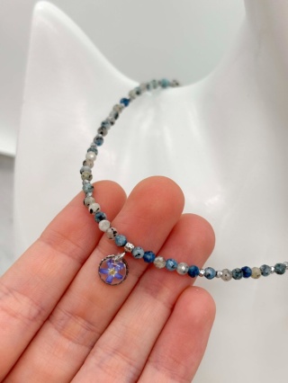 Naszyjnik z żywicy z kamieniami Florastone Niezapominajka, k2 srebrzysta