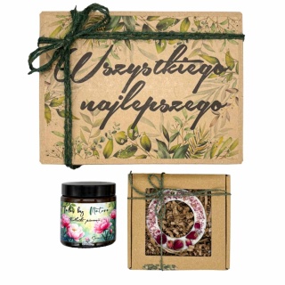 Zestaw prezentowy WSZYSTKIEGO NAJLEPSZEGO świeca 120 ml + zawieszka sojowa