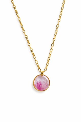 Naszyjnik z żywicy Różowe Chabry złociste