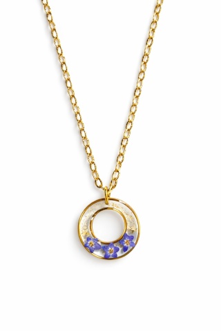 Naszyjnik z żywicy Fantazyjne Niezapominajki złociste