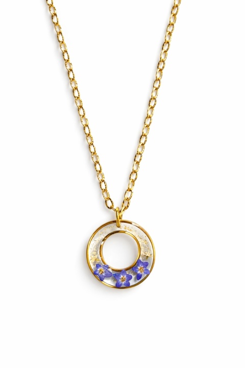 Naszyjnik z żywicy Fantazyjne Niezapominajki złociste