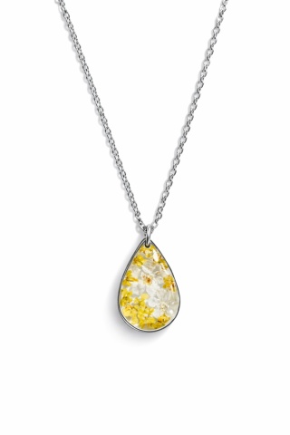 Naszyjnik z żywicy Białe Niezapominajki i dzika marchew