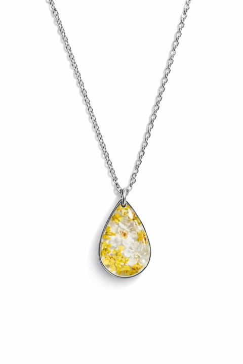 Naszyjnik z żywicy Białe Niezapominajki i dzika marchew