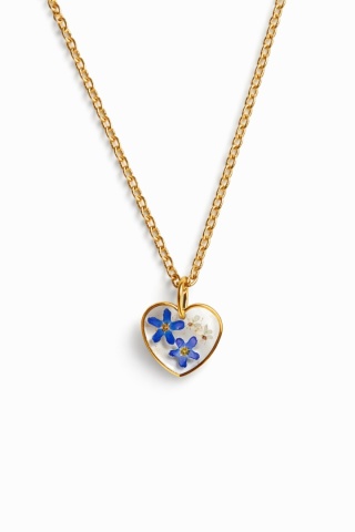 Naszyjnik z żywicy Małe Serce duet Niezapominajki i dzika marchew