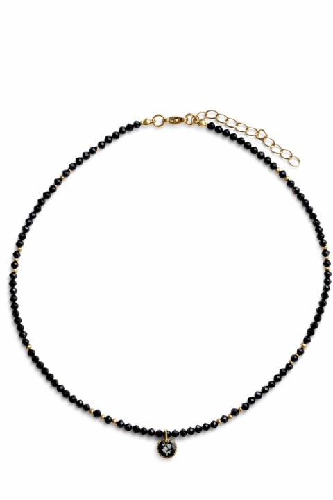 Naszyjnik z żywicy z kamieniami Florastone Dzika marchew i czarny turmalin