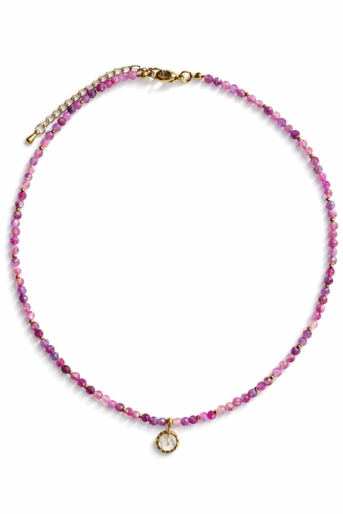 Naszyjnik z żywicy z kamieniami Florastone Dzika marchew i różowy turmalin