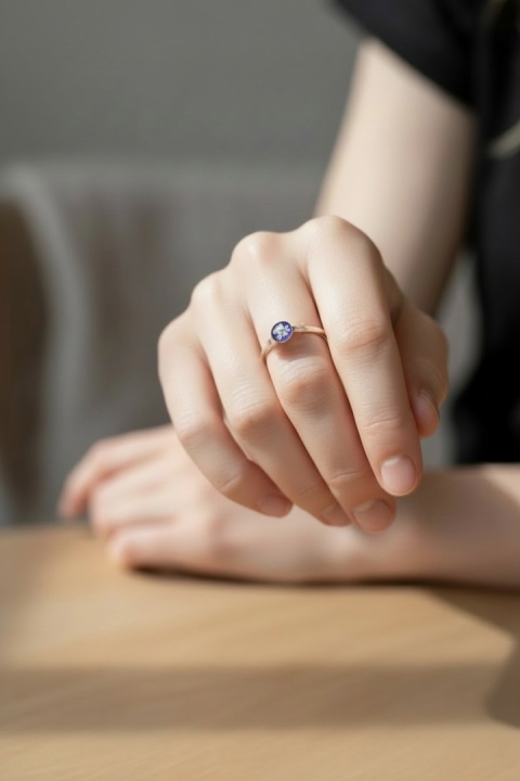 Pierścionek z żywicy regulowany Dzika marchew fiolet