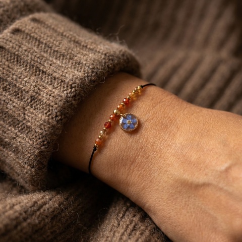 Bransoletka z żywicy Niezapominajka Pamiętaj agat karneol