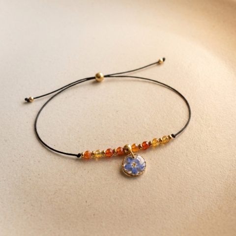 Bransoletka z żywicy Niezapominajka Pamiętaj agat karneol