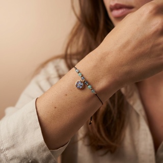 Bransoletka z żywicy Niezapominajka Pamiętaj akwamaryn i amazonit