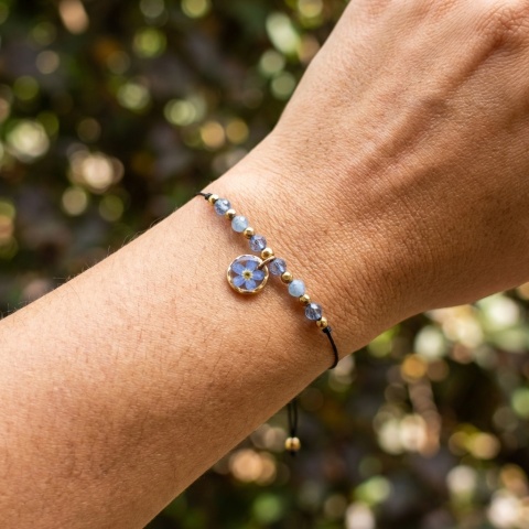 Bransoletka z żywicy Niezapominajka Pamiętaj akwamaryn