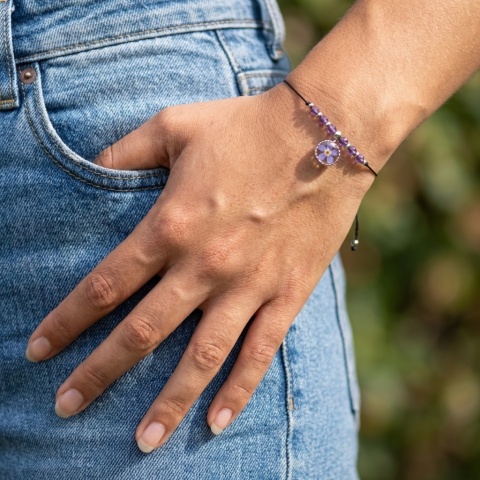 Bransoletka z żywicy Niezapominajka Pamiętaj ametyst