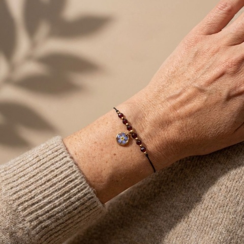 Bransoletka z żywicy Niezapominajka Pamiętaj granat