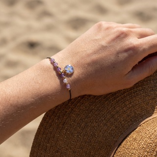 Bransoletka z żywicy Niezapominajka Pamiętaj lepidolit