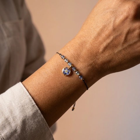 Bransoletka z żywicy Niezapominajka Pamiętaj topaz i akwamaryn