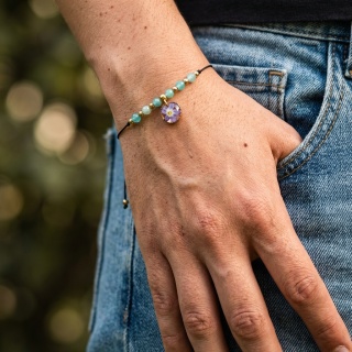 Bransoletka z żywicy Niezapominajka Pamiętaj amazonit