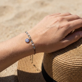 Bransoletka z żywicy Niezapominajka Pamiętaj topaz i jadeit