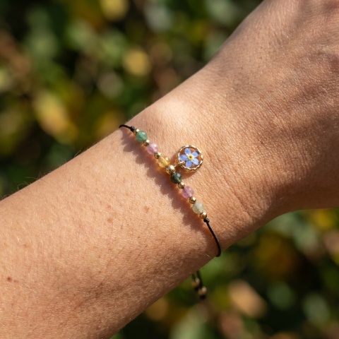 Bransoletka z żywicy Niezapominajka Pamiętaj turmalin kolorowy