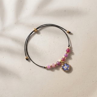 Bransoletka z żywicy Niezapominajka Pamiętaj turmalin różowy