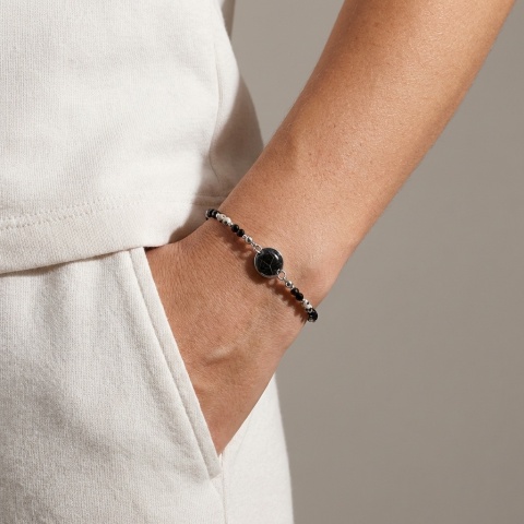 Bransoletka z żywicy z kamieniami Florastone Esencja liścia, turmalin i jaspis dalmatyński