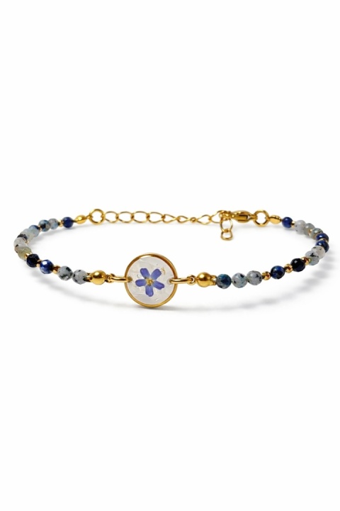 Bransoletka z żywicy z kamieniami Florastone Niezapominajka, k2 i lapis lazuli