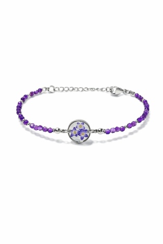 Bransoletka z żywicy z kamieniami Florastone Niezapominajki i ametyst